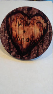 Personalized Tree Bark Mug or Coaster, Personalized Heart Mug, Northwoods Mug Coaster, Custom Mug, Hunter's Gift - Personalization Plaza